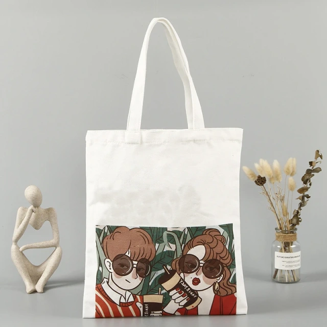 Custom Canvas Bag With Printed Logo Black Blank Small Cotton Canvas Tote Bag With Zipper High Quality Women's Canvas Bags