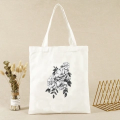 Custom Printed Tote Bag With Logo Makeup Cosmetic Cheap Women's Bags Cotton Canvas Tote Bag With Pocket And Zipper