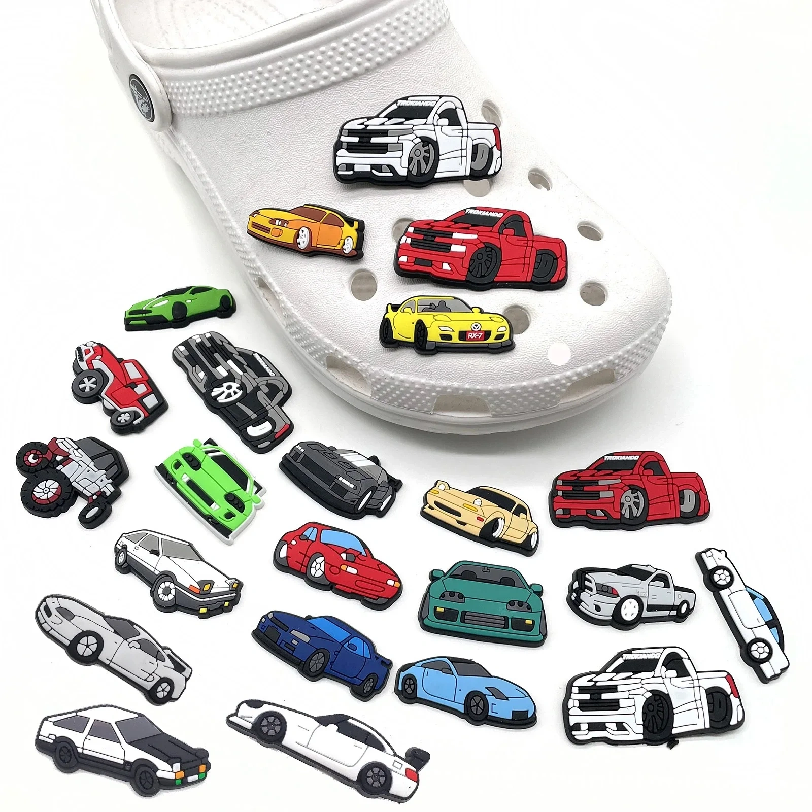 Wholesale Car Anime Cute Custom Cartoon Logo Soft Rubber PVC Eco-friendly Shoe Charms for Shoes Accessories