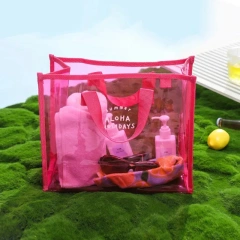 Customized PVC Shopping Beach Bags Handbag Waterproof PVC TPU Transparent Holographic Laser Summer Beach Tote Bag For Women