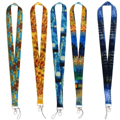 Sublimation Lanyards Keychain Design Printed Anime Teacher Polyester Lanyards With Custom Logo Mobile Phone Case Lanyard Strap