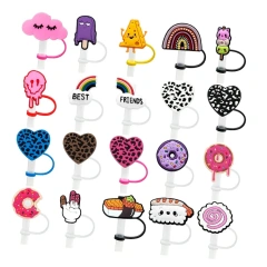 Wholesale Anime Straw Toppers Bow Dog Cup Christmas Tumble Horror Straw Toppers Custom Straw Topper