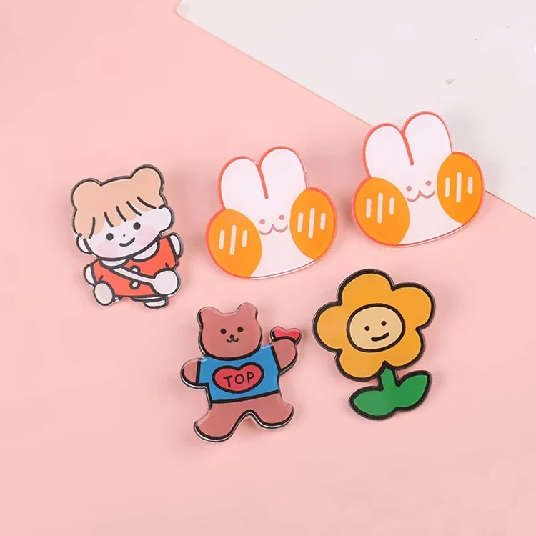 Custom Acrylic Hair Pin Button Acrylic Badge Pin With Magnetics Personalized Acrylic Pin Custom Printed Logo Cartoon Anime Name