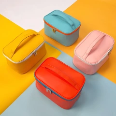 Logo Printed Custom White Bag Wholesale PU leather Cosmetic Case Makeup Bag Travel Case Luxury Cosmetic Bag for Women