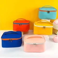 Logo Printed Custom White Bag Wholesale PU leather Cosmetic Case Makeup Bag Travel Case Luxury Cosmetic Bag for Women