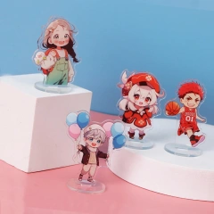 Clear Cartoon Anime Acrylic Stand Custom Spinning Kpop Photo Card Acrylic Standee Custom Acrylic Stand Holder Keyring