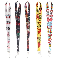 Promotion Anime Polyester Lanyard With id Card Badge Holder teacher Cell Mobile Phone Lanyards With Logo Custom Lanyard keychain