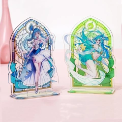 Clear Cartoon Anime Acrylic Stand Custom Spinning Kpop Photo Card Acrylic Standee Custom Acrylic Stand Holder Keyring