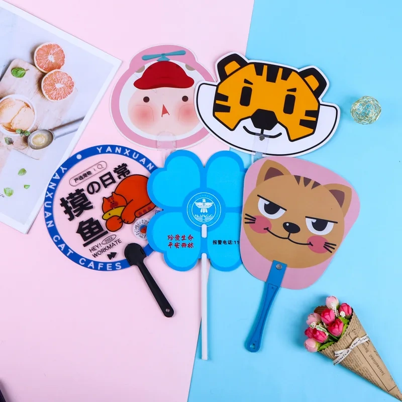 Personalized Custom cmyk Printed Portable Mini Hand Fan Small Advertisement Plastic Fan Cartoon Anime Customized Kpop Pvc Fan