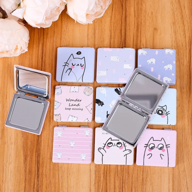 Heart Mirror Makeup With Keychain Diy Cat Cute Beautiful Silicone Custom Square Mirror Pocket