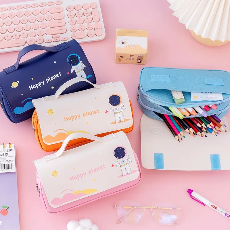 Wholesale Pencil Case Custom PU Leather New Black Pencil Bag Standing Cute Pencil Case For Girls School