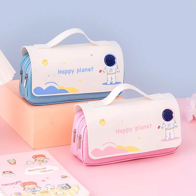 Wholesale Pencil Case Custom PU Leather New Black Pencil Bag Standing Cute Pencil Case For Girls School