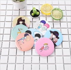 Travel Round Plastic Cute Small Mini Heart Make Up Cosmetic Pocket Vanity Mirror Makeup Custom  Logo