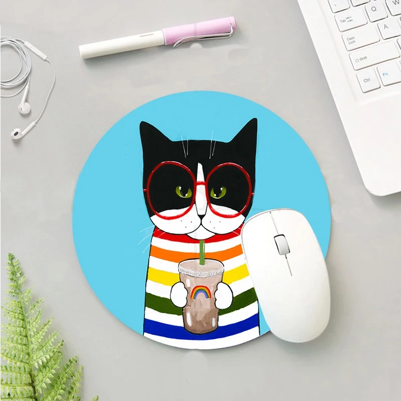 Custom  Round Mouse Pad Desk Pad Laptop Mouse Mat  Home PC Computer Keyboard Cute Mouse Pad Non-Slip Rubber Desk Mat