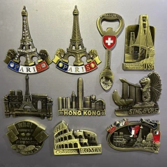 Promotional Gifts Custom Metal Fridge Magnet Bottle Opener Travel Souvenirs Cities Metal 3d Fridge Magnet Refrigerator Magnet