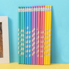 Cute School Pencil Set Wooden Lead Drawing Custom Pencils Logo Standard HB Hole Colored Pencils Eraser