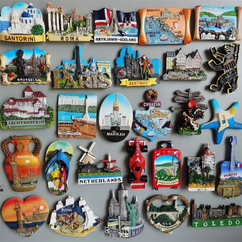 Wholesale Custom 3d Polyresin Fridge Magnet Refrigerator Sticker City Souvenir Gift Refrigerator Magnet Resin Fridge Magnet