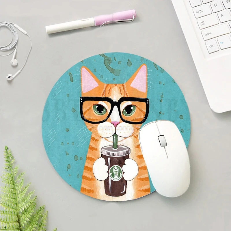 Custom  Round Mouse Pad Desk Pad Laptop Mouse Mat  Home PC Computer Keyboard Cute Mouse Pad Non-Slip Rubber Desk Mat