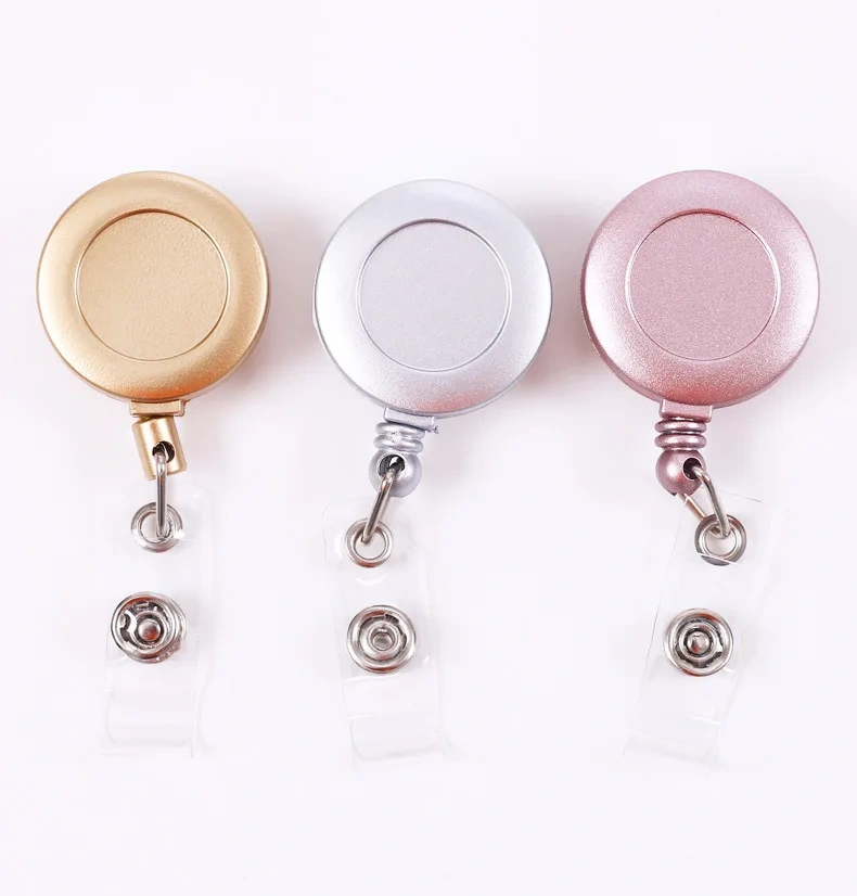 32MM ID Card Retractable Badge Reels Nursing Blank Badge Reels Alligator Clip Custom Metal Badge Reel Wholesale