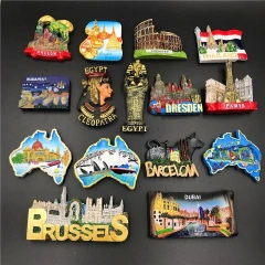 Wholesale Custom 3d Polyresin Fridge Magnet Refrigerator Sticker City Souvenir Gift Refrigerator Magnet Resin Fridge Magnet