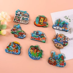 Custom Wooden Fridge Magnets Promotional Wood Fridge Magnet Souvenir Gift Wood Paper Magnet Fridge Tourism Souvenirs