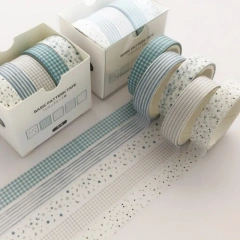NO MOQ Custom Washi Tape Cute Grid Solid Color Basic Style Masking Tape For Stickers Scrapbooking DIY Photo Album Diary