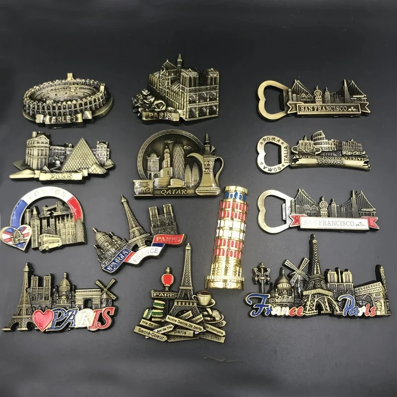 Promotional Gifts Custom Metal Fridge Magnet Bottle Opener Travel Souvenirs Cities Metal 3d Fridge Magnet Refrigerator Magnet