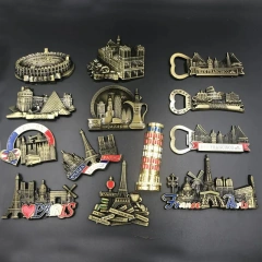 Promotional Gifts Custom Metal Fridge Magnet Bottle Opener Travel Souvenirs Cities Metal 3d Fridge Magnet Refrigerator Magnet