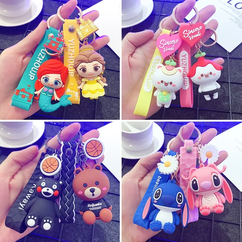 Cute Custom Keychain Manufacturer Cartoon PVC Soft Plastic 3D Keychain Pendant Group Keychain Ring Activity Gift