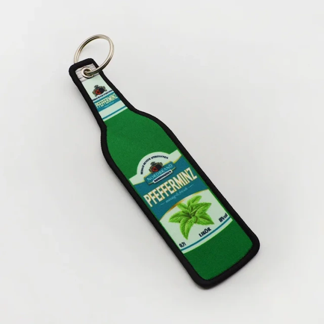 Luggage Clothing Fabric Hang Tag Custom Keyring China Embossed Embroidered Keychain Embroidery