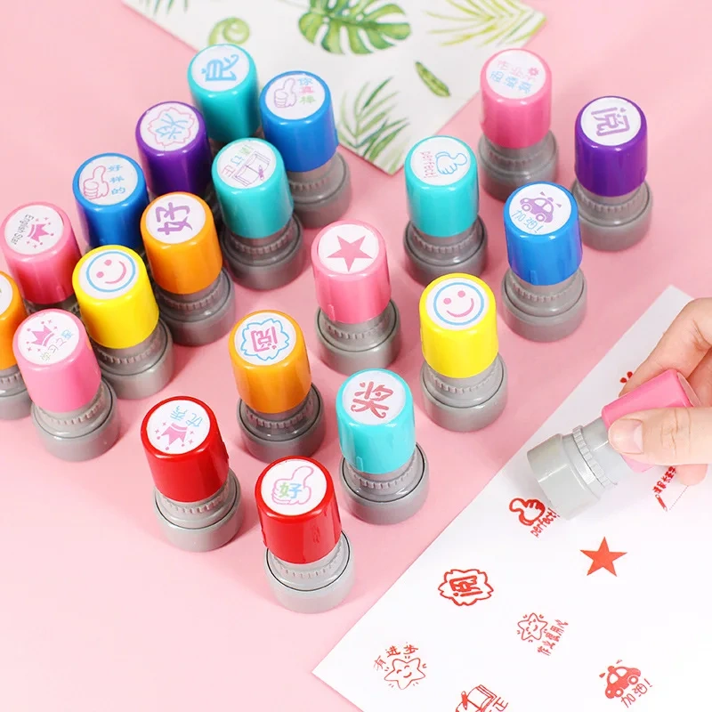personalized Customized Logo Office Stamper Custom OEM Cartoon Metal Stamping Foil Round Self Rubber Plastic Inking Stamps