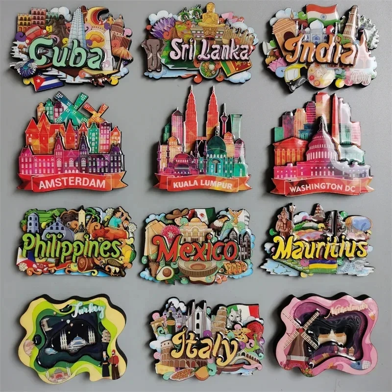 Custom Wooden Fridge Magnets Promotional Wood Fridge Magnet Souvenir Gift Wood Paper Magnet Fridge Tourism Souvenirs