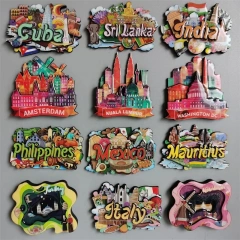 Custom Wooden Fridge Magnets Promotional Wood Fridge Magnet Souvenir Gift Wood Paper Magnet Fridge Tourism Souvenirs