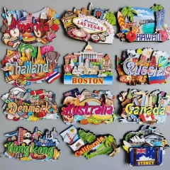 Custom Wooden Fridge Magnets Promotional Wood Fridge Magnet Souvenir Gift Wood Paper Magnet Fridge Tourism Souvenirs