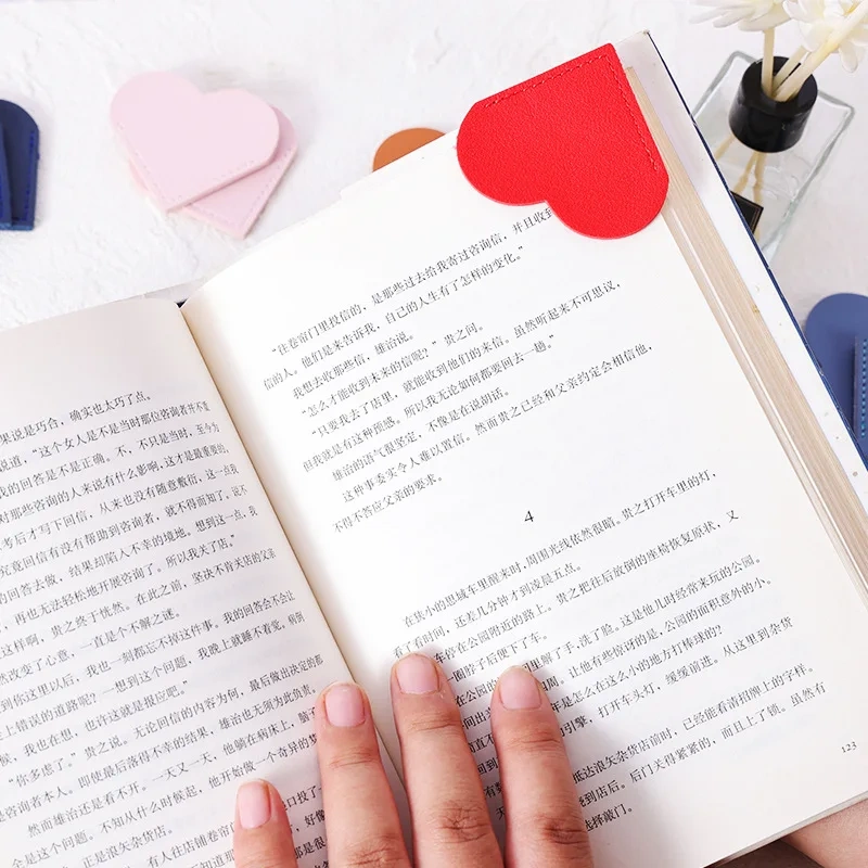 Promotional Bookmarks For Gift Custom Cute Anime Bookmark With Logo Heart Leather Bookmark