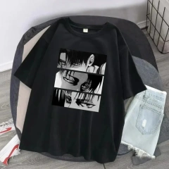 Wholesale High Quality t shirt Unisex Cartoon Girls t-shirts Logo Printing Black Cotton Men Women's Anime t shirts Oversized