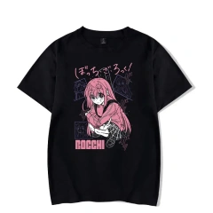 Wholesale High Quality t shirt Unisex Cartoon Girls t-shirts Logo Printing Black Cotton Men Women's Anime t shirts Oversized