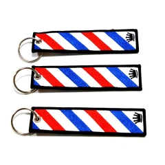 Luggage Clothing Fabric Hang Tag Custom Keyring China Embossed Embroidered Keychain Embroidery