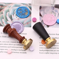 Customized Design Logo Stamp Personalized DIY Hot Wooden Metal Embossed Stamp Custom Wax Seal Stamp Set Kit