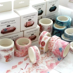 NO MOQ Custom Washi Tape Cute Grid Solid Color Basic Style Masking Tape For Stickers Scrapbooking DIY Photo Album Diary