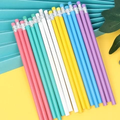Cute School Pencil Set Wooden Lead Drawing Custom Pencils Logo Standard HB Hole Colored Pencils Eraser