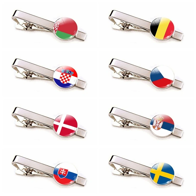 Countries National Flag Tie Clips Men Fashion Metal Necktie USA Flag Clip Pins Button Wedding Suit Accessories Tie Clip Custom