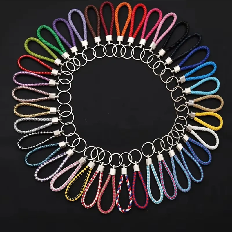 Promotional Diy PU Leather Keychain For Toys Garment Bags Accessories PVC Rubber Key Ring Wholesale Car Key Chain  Key Ring