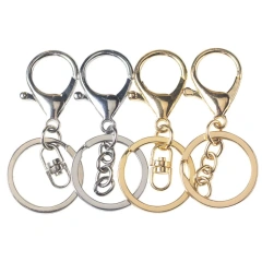 30MM Metal Keychain Wholesale Customized Split Key Ring With Chain DIY Accessories 308 Lobster Clasp Keyrings