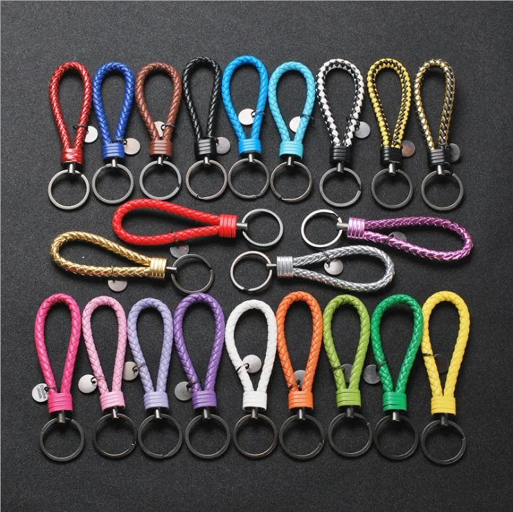 Custom Logo Gun Car Braided Woven Rope Promotion Gifts  Key Chain Leather