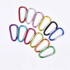 Flat D-Ring Wholesale OEM Engraved Custom Logo Aluminum Metal Steel Keychain Hook Karabiner Carabine