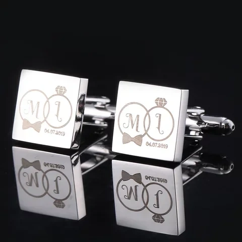 Customised Logo Suit Shirt Enamel Blank Metal Cuff link For Wedding Promotional Gift Stainless Steel CuffLinks Men For Gym