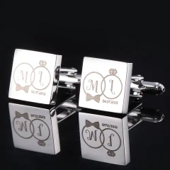 Customised Logo Suit Shirt Enamel Blank Metal Cuff link For Wedding Promotional Gift Stainless Steel CuffLinks Men For Gym
