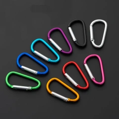 Flat D-Ring Wholesale OEM Engraved Custom Logo Aluminum Metal Steel Keychain Hook Karabiner Carabine