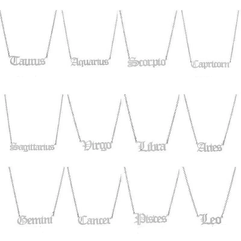 Custom Wholesale Personalize  Gold Silver Stainless Steel Horoscope Zodiac Sign Pendant Necklace Women